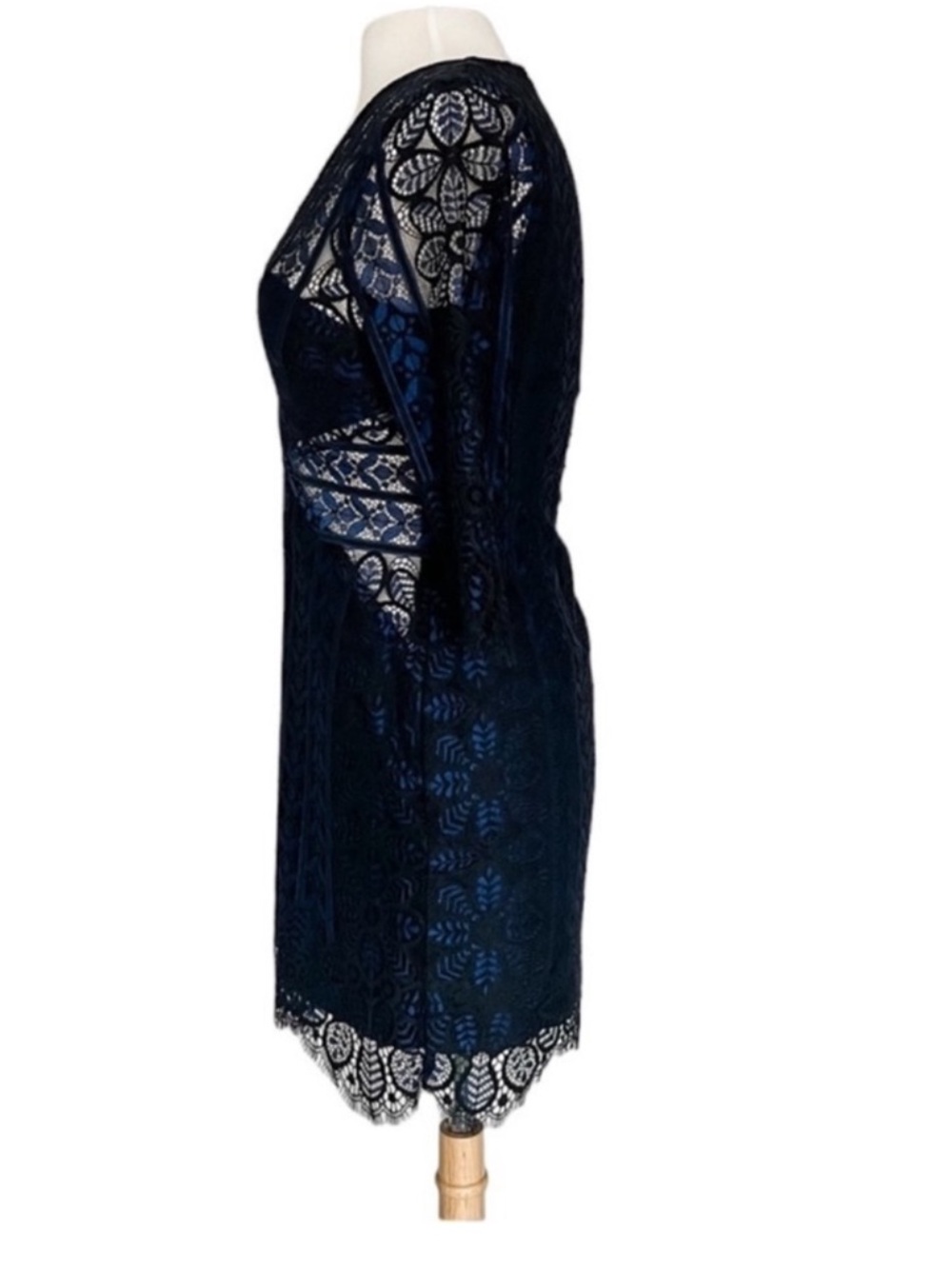 FOR LOVE & LEMONS Lyla sheer lace Mini Dress Dress size XS Navy Black Lace - Picture 13 of 13